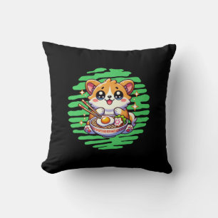 Kawaii Corgi eating bowl of Ramen Cushion