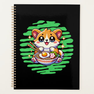 Kawaii Corgi eating bowl of Ramen Planner