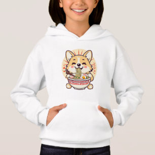 Kawaii Corgi Eating Ramen – Cute Anime Dog Food