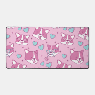 Kawaii Corgi Love Pattern Desk Mat