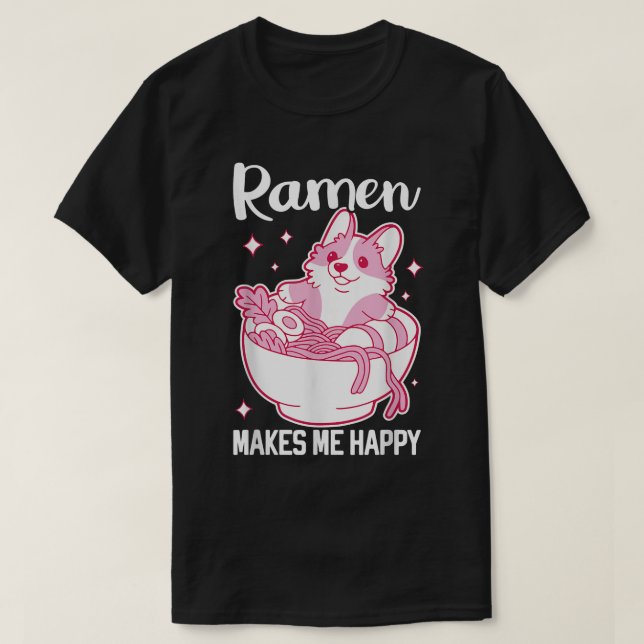 Kawaii Corgi Ramen Cute Puppy Japanese Manga Anime T-Shirt (Design Front)