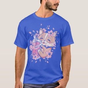 Kawaii Corgi with Bubble Tea and Boba tea and Saku T-Shirt