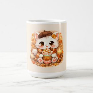 Kawaii Cosy Autumn Latte Kitty – Cute Fall Cat Coffee Mug