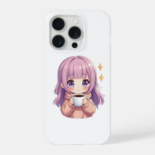 Kawaii Cosy Coffee Girl – Pastel Aesthetic sticker iPhone 15 Pro Case
