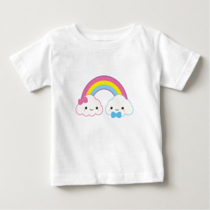 Kawaii Couple Clouds with Rainbow Baby T-Shirt
