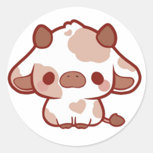 Kawaii Cow Classic Round Sticker