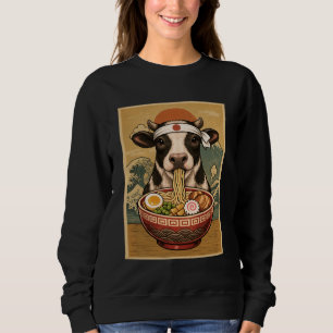 Kawaii Cow Japanese Ramen Noodles Farm Animal Sweatshirt