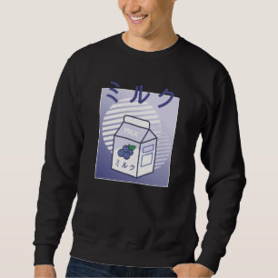 Kawaii Cow Retro Japanese Blueberry Milk Sweatshirt