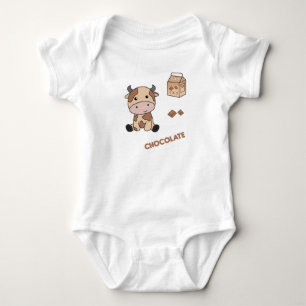 Kawaii Cow Retro Japanese Chocolate Cows Baby Bodysuit