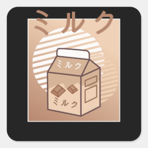 Kawaii Cow Retro Japanese Chocolate Milk Cows Square Sticker