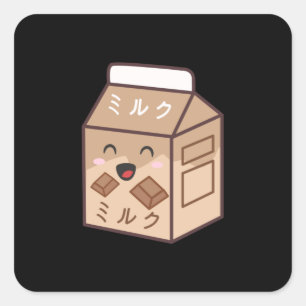 Kawaii Cow Retro Japanese Chocolate Milk Cows Square Sticker