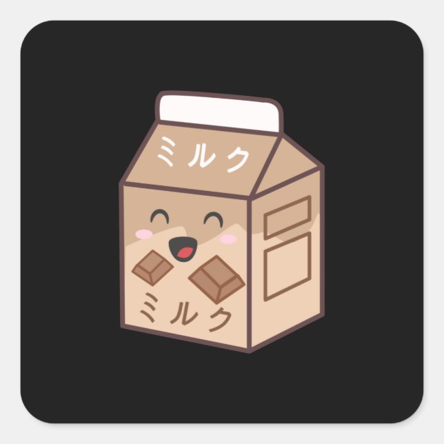 Kawaii Cow Retro Japanese Chocolate Milk Cows Square Sticker (Front)
