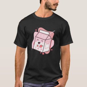 Kawaii Cow Retro Japanese Strawberry Milkshake T-Shirt