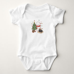 Kawaii Cozy Christmas Ghost & Reindeer Cat Baby Bodysuit