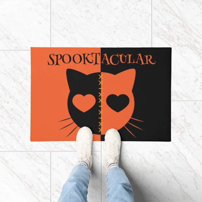 Kawaii Creepy Cute Cat Spooktacular Halloween Doormat (Indoor)