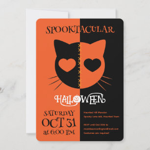 Kawaii Creepy Cute Cat Spooktacular Halloween Invitation