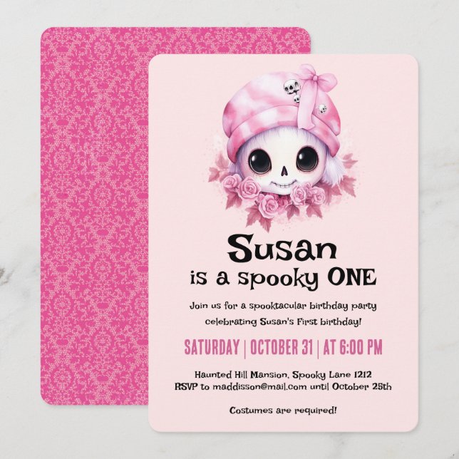 Kawaii Creepy Cute Halloween Birthday Party Invitation (Front/Back)