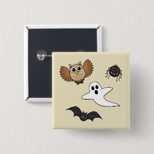 Kawaii Creepy Night Creatures Set 15 Cm Square Badge