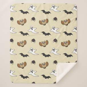 Kawaii Creepy Night Creatures Set Sherpa Blanket