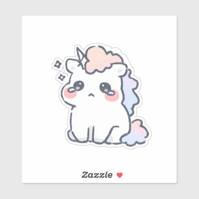 Kawaii Crying Unicorn Sticker Cute Pastel Magical (Sheet)