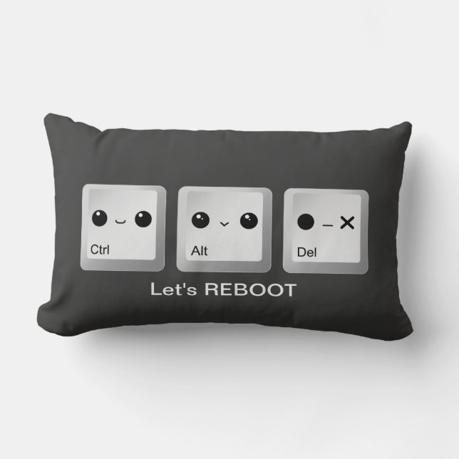 Kawaii Ctrl Alt Del Keyboard - Let's reboot Lumbar Cushion (Front)