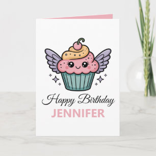 Kawaii Cupcake Birthday Greeting Card