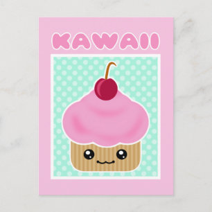 Kawaii Cupcake Cherry Candy Postcard