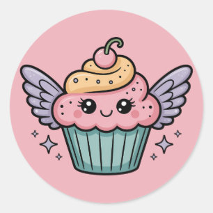Kawaii Cupcake Classic Round Sticker