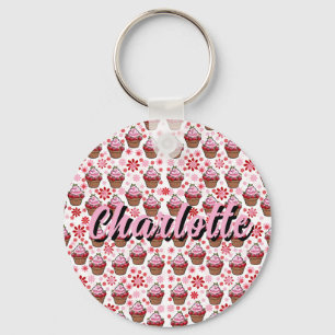 Kawaii Cupcake Design – Cute Dessert Illustration  Key Ring
