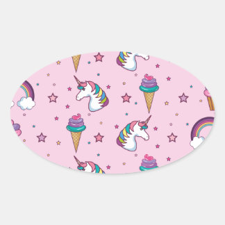 Kawaii Cupcake Icecream Unicorn Fairytale Oval Sticker