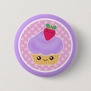 Kawaii Cupcake Strawberry 6 Cm Round Badge