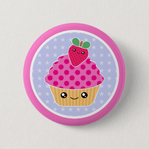 Kawaii Cupcake Strawberry 6 Cm Round Badge
