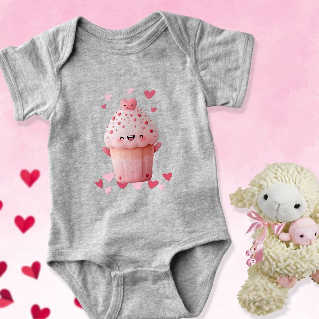 Kawaii Cupcake With Hearts Baby Bodysuit (Creator Uploaded)