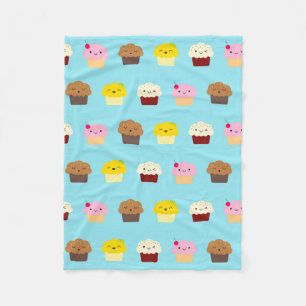 Kawaii Cupcakes Fleece Blanket