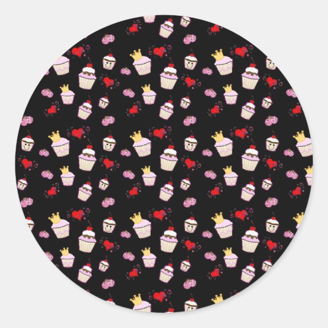 Kawaii Cupcakes Pattern accessories Classic Round Sticker (Front)