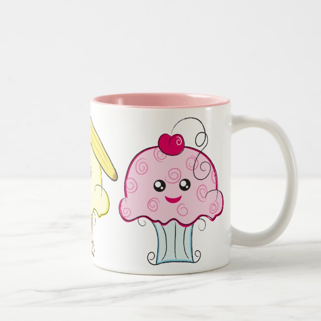 Kawaii Cupcakes Two-Tone Coffee Mug (Right)