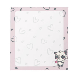 Kawaii Cupid Panda & Hearts Notepad