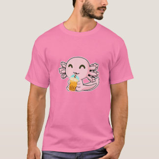 Kawaii Cute Anime Axolotl Boba Tea Bubble Milk Tea T-Shirt
