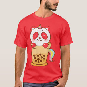 Kawaii Cute Anime Panda Boba Bubble Tea Otaku Men  T-Shirt