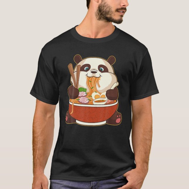 Kawaii Cute Anime Panda Otaku Japanese Ramen Noodl T-Shirt (Front)