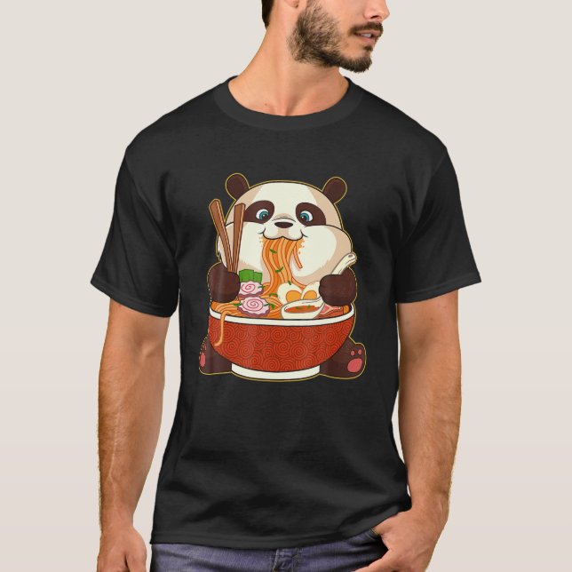Kawaii Cute Anime Panda Otaku Japanese Ramen Noodl T-Shirt (Front)