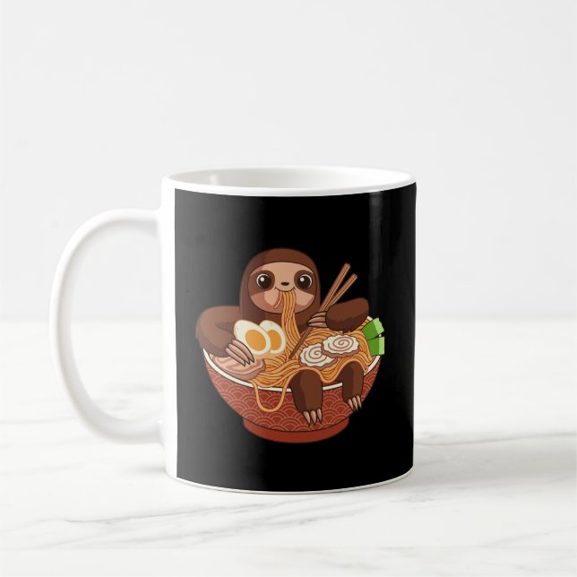 Kawaii Cute Anime Sloth Otaku Japanese Ramen Noodl Coffee Mug (Left)
