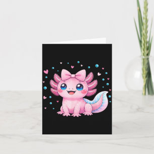 Kawaii Cute Axolotl Coquette Bow Women Girls Kids Card