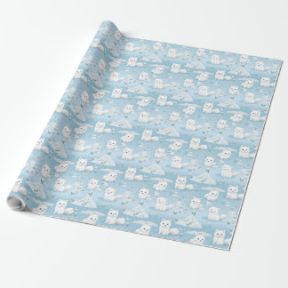 Kawaii Cute Baby Arctic Foxes Wrapping Paper