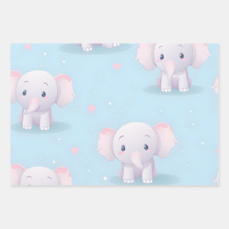 Kawaii Cute Baby Elephant Wrapping Paper Sheet