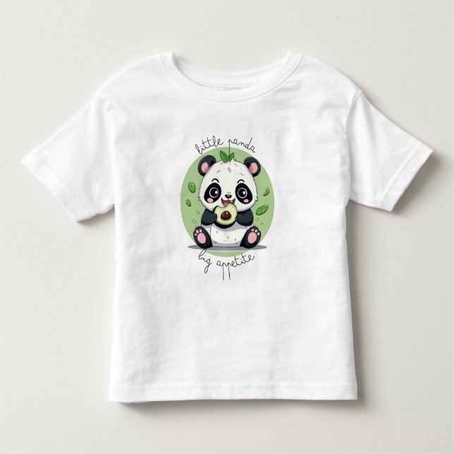 Kawaii Cute Baby Panda Eating Avocado Toddler T-Shirt (Front)