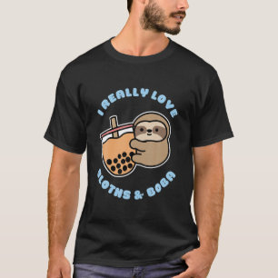 Kawaii Cute Baby Sloth Boba Tea Kawaii Clothes T-Shirt