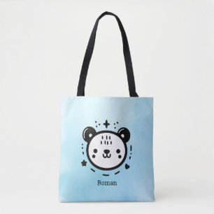 Kawaii cute Bear Face - Kawaii Minimalist Line Art Tote Bag