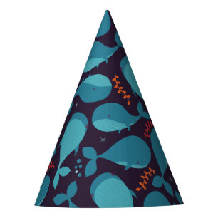 Kawaii Cute Blue Whales Pattern. Party Hat