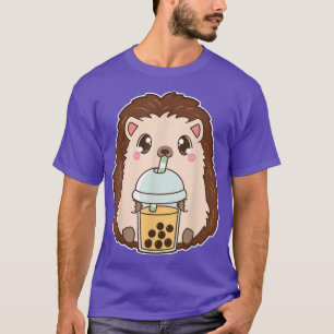 Kawaii Cute Boba Hedgehog Peach Mango Bubble Pearl T-Shirt